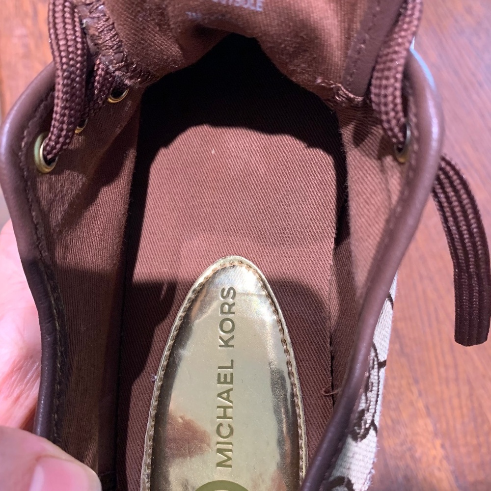 MICHAEL KORS shoes SZ 7 logo signature print lace-up sneakers - Picture 11 of 11